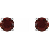 14K White 4 mm Natural Mozambique Garnet Stud Earrings